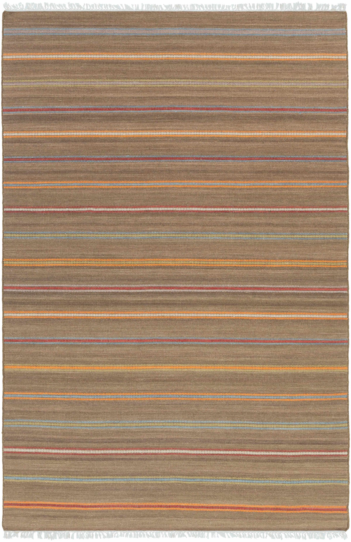 Dark Brown Hand Woven 100% Wool Cottage Rectangle Handmade rug, Indoor use only, has fringe, non-washable.
