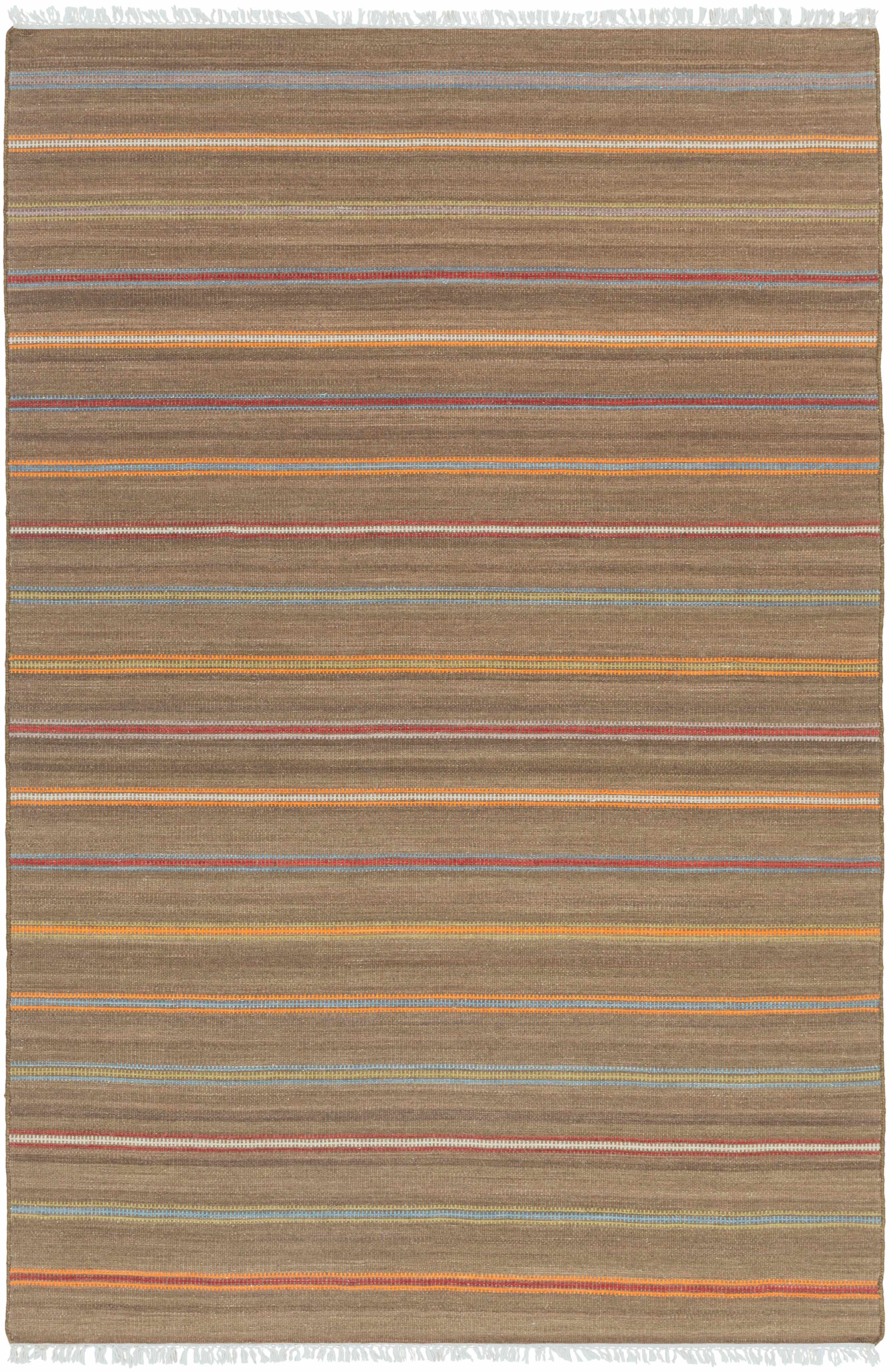 Dark Brown Hand Woven 100% Wool Cottage Rectangle Handmade rug, Indoor use only, has fringe, non-washable.