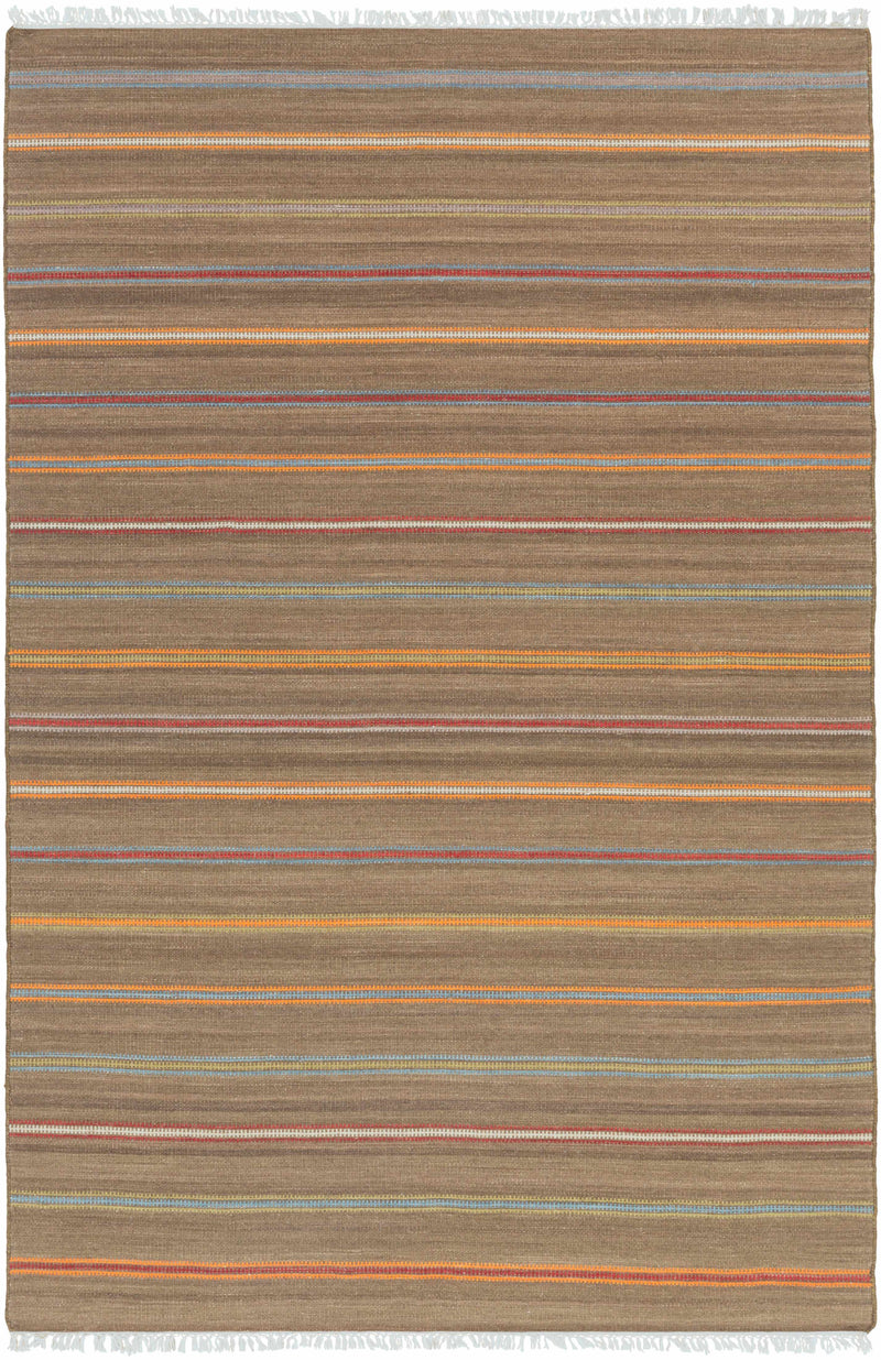 Dark Brown Hand Woven 100% Wool Cottage Rectangle Handmade rug, Indoor use only, has fringe, non-washable.