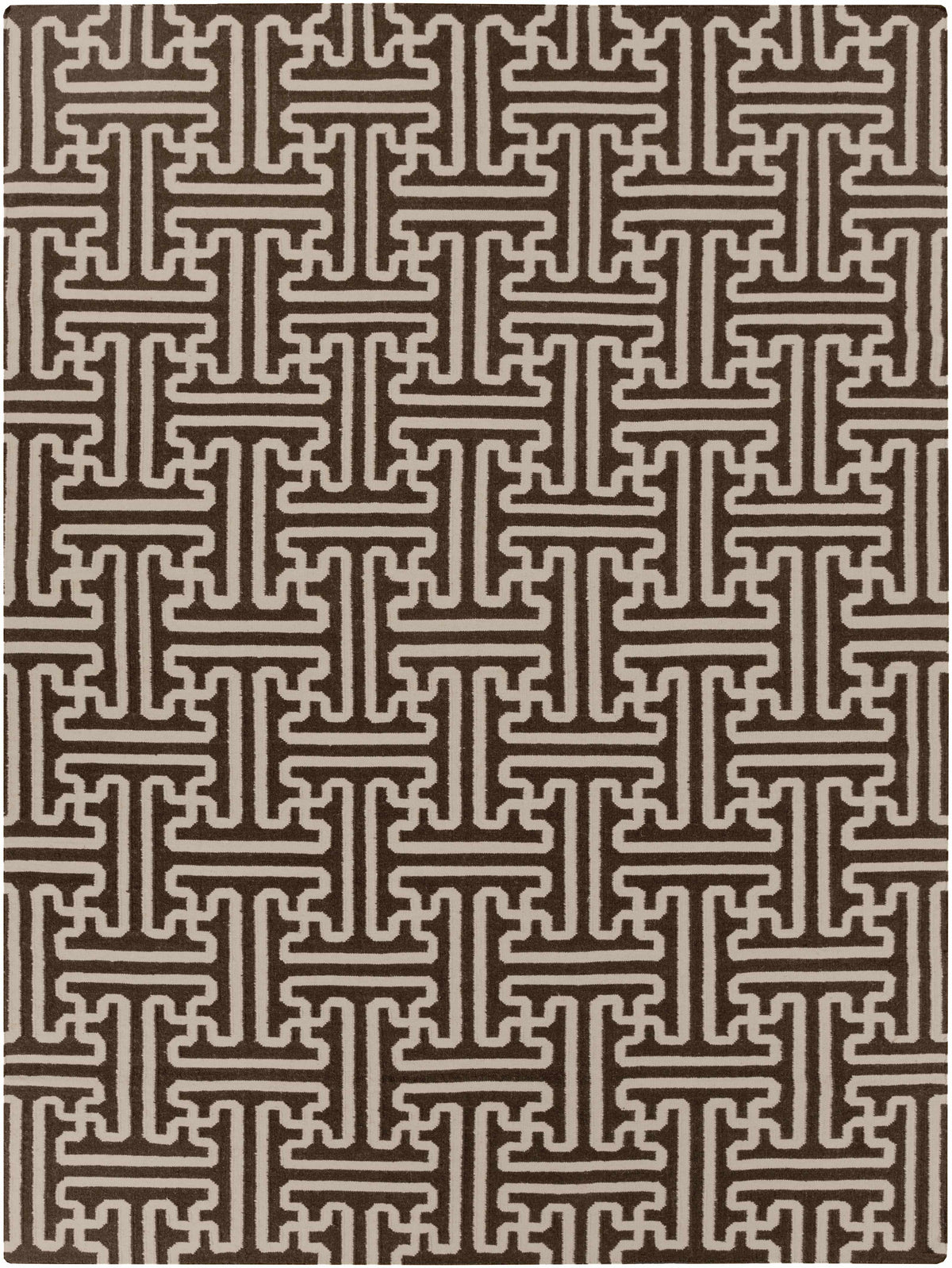 Dark Brown Hand Woven 100% Wool Modern Rectangle Handmade rug, Indoor use only, no fringe, non-washable.