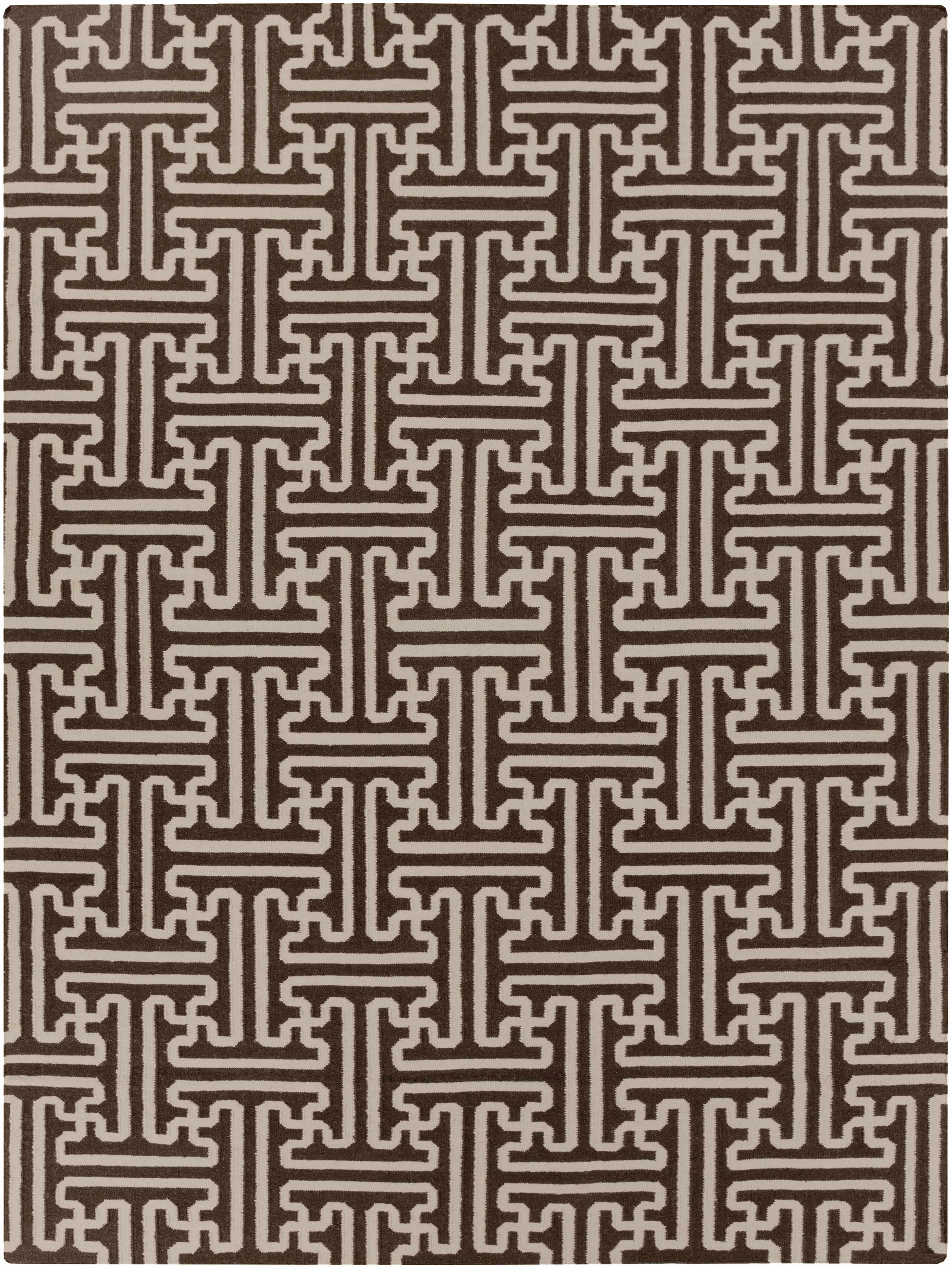 Dark Brown Hand Woven 100% Wool Modern Rectangle Handmade rug, Indoor use only, no fringe, non-washable.
