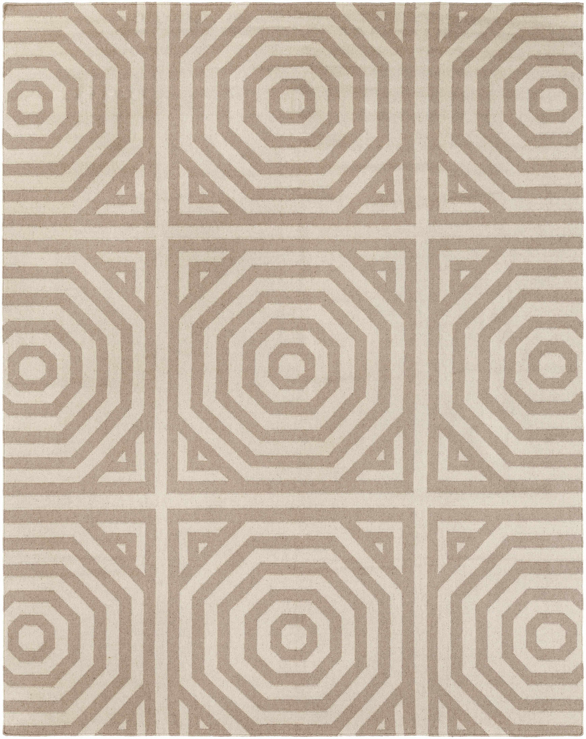 Taupe Hand Woven 100% Wool Modern Rectangle Handmade rug, Indoor use only, no fringe, non-washable. runner also available