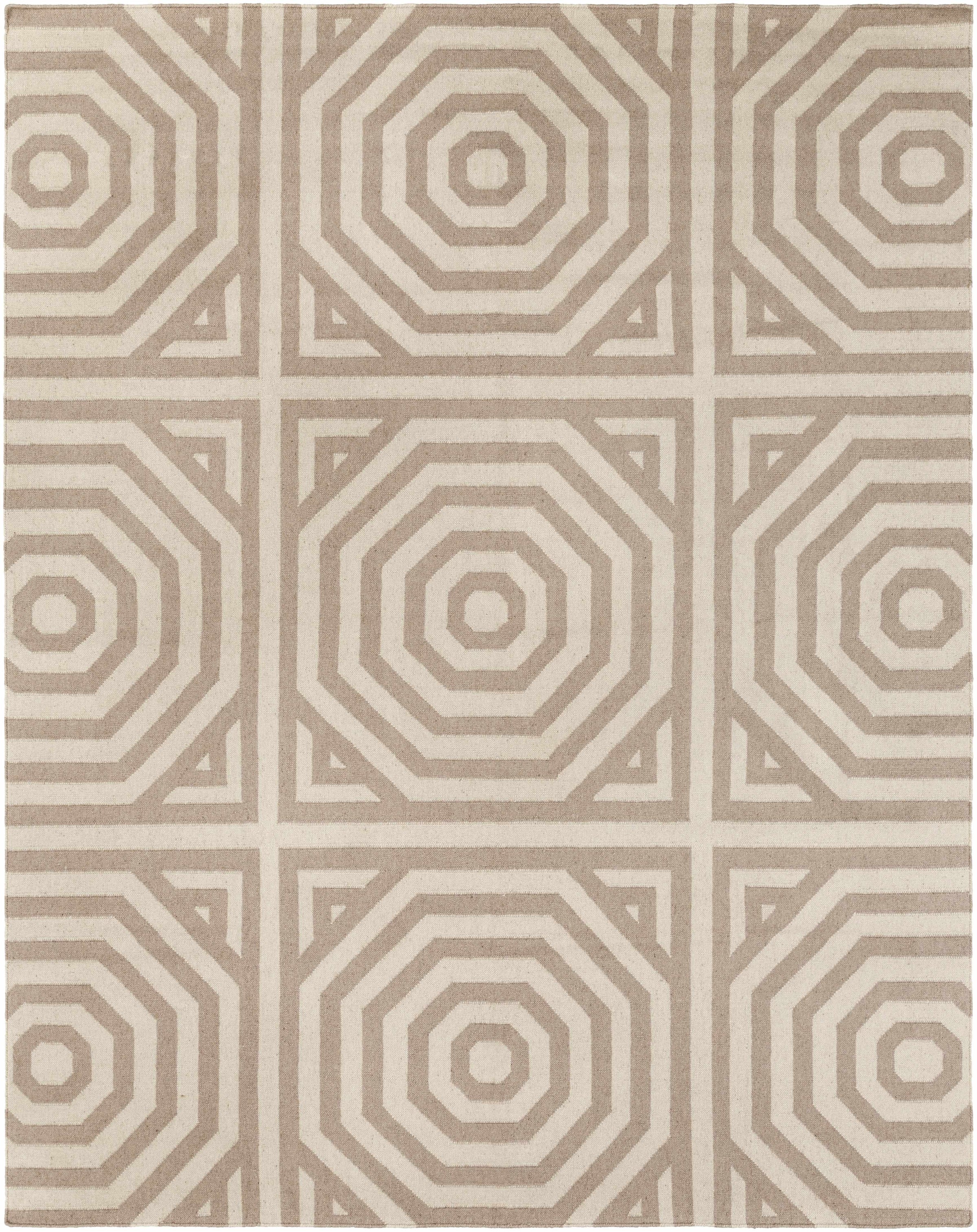 Taupe Hand Woven 100% Wool Modern Rectangle Handmade rug, Indoor use only, no fringe, non-washable. runner also available