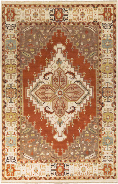 Rust Hand Knotted 100% NZ Wool Traditional Rectangle Handmade rug, Indoor use only, has fringe, non-washable. round also available