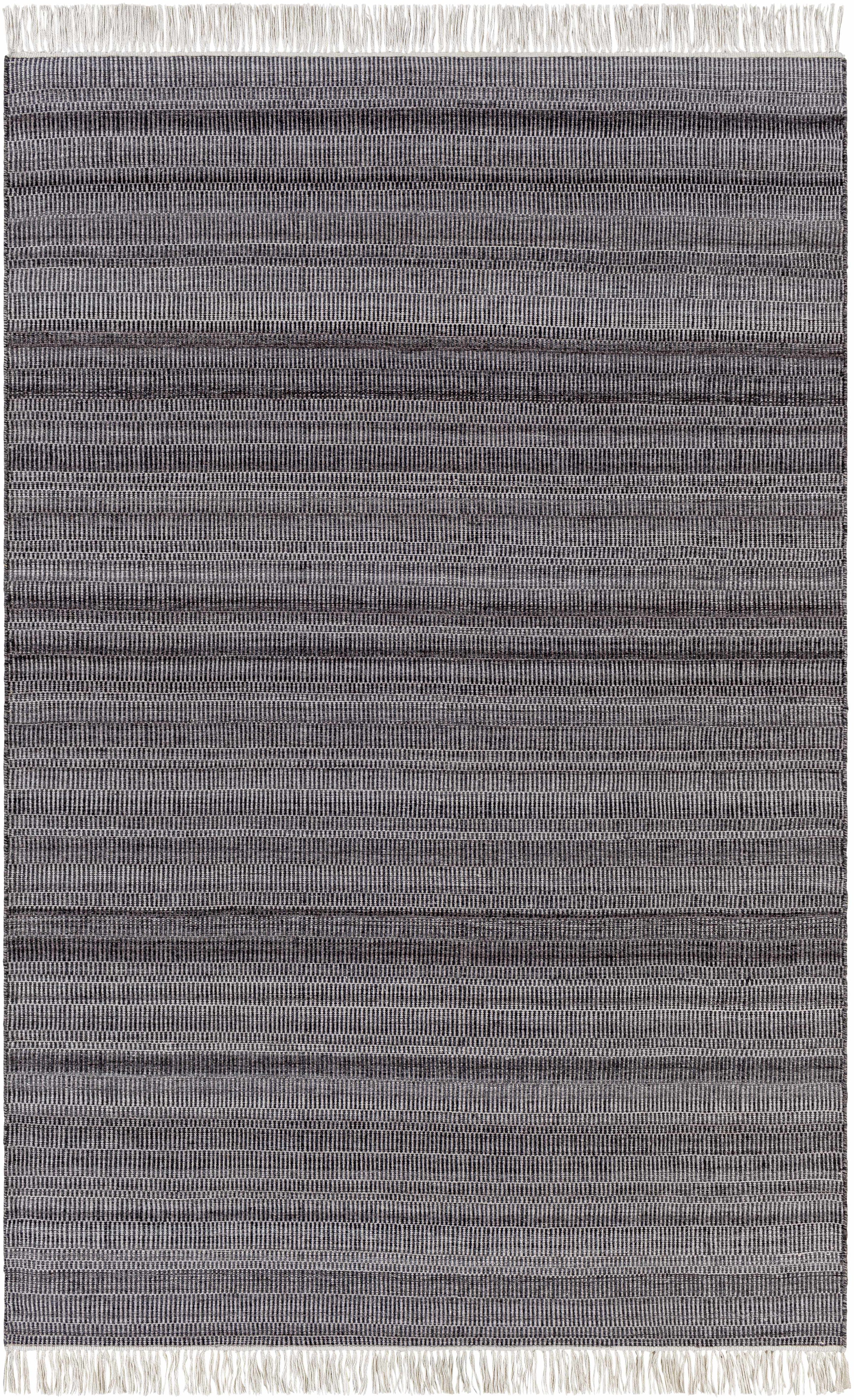 Charcoal Hand Woven 100% Recycled PET Yarn Modern Rectangle Handmade rug, Indoor use only, has fringe, non-washable. runner also available