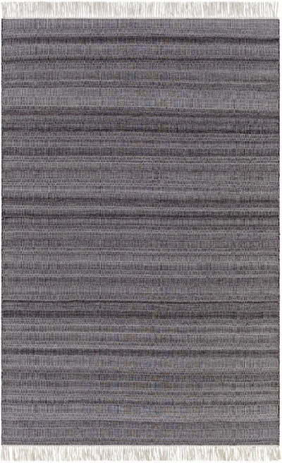 Charcoal Hand Woven 100% Recycled PET Yarn Modern Rectangle Handmade rug, Indoor use only, has fringe, non-washable. runner also available