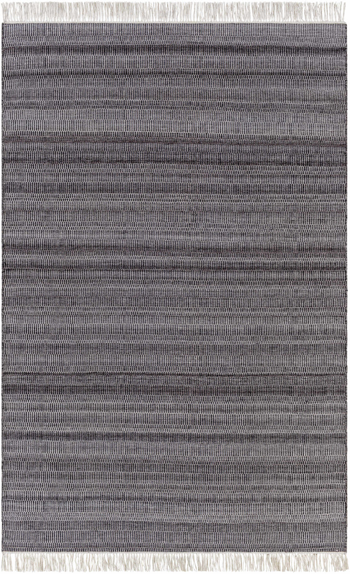 Charcoal Hand Woven 100% Recycled PET Yarn Modern Rectangle Handmade rug, Indoor use only, has fringe, non-washable. runner also available