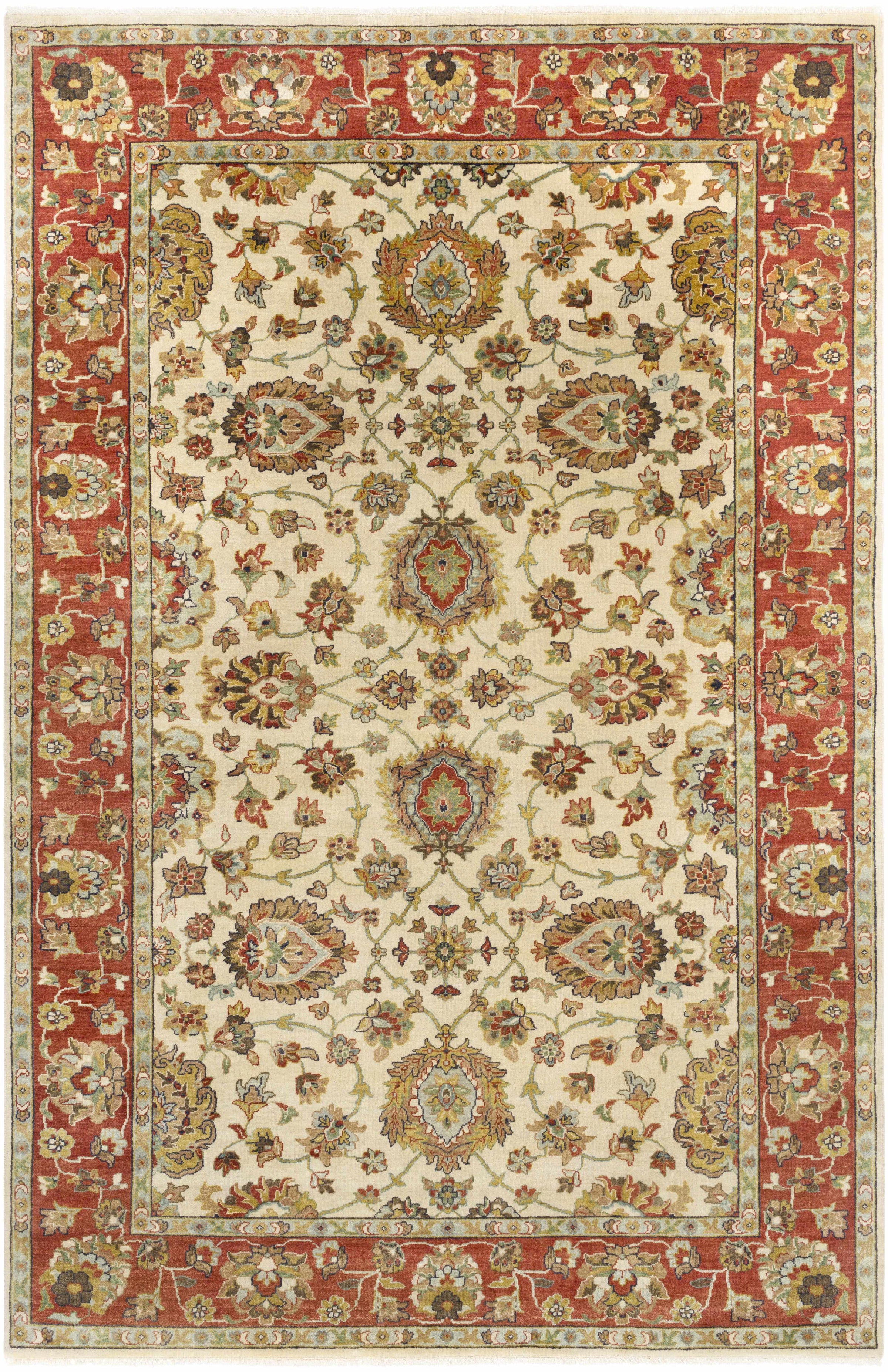 Light Olive Hand Knotted 100% NZ Wool Traditional Rectangle Handmade rug, Indoor use only, has fringe, non-washable.