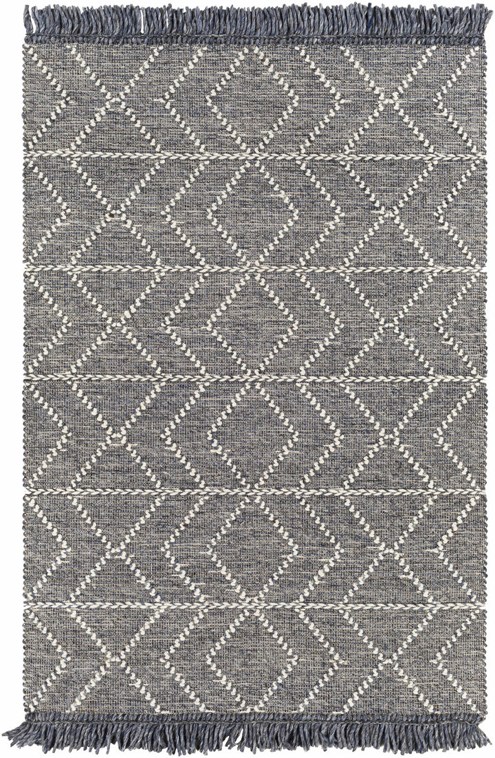Charcoal Hand Woven 70% Wool, 30% Polyester Global Rectangle Handmade rug, Indoor use only, has fringe, non-washable. runner also available