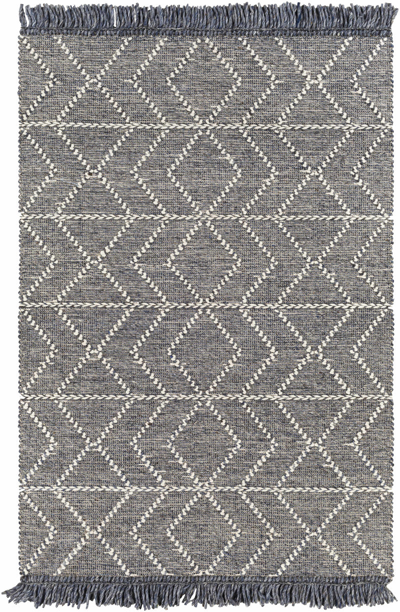 Charcoal Hand Woven 70% Wool, 30% Polyester Global Rectangle Handmade rug, Indoor use only, has fringe, non-washable. runner also available