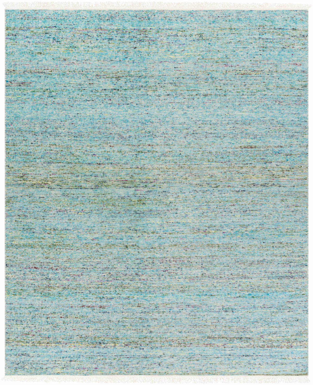 Aqua Hand Woven 60% Viscose, 40% Wool Modern Rectangle Handmade rug, Indoor use only, has fringe, non-washable.