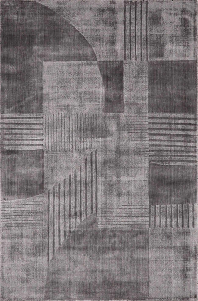 Slate Gray Hand Loomed 100% Viscose Modern Rectangle Handmade rug, Indoor use only, no fringe, non-washable.