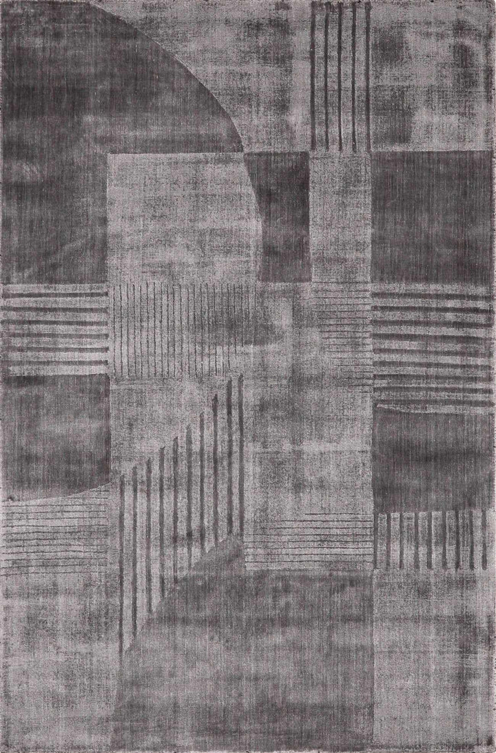 Slate Gray Hand Loomed 100% Viscose Modern Rectangle Handmade rug, Indoor use only, no fringe, non-washable.