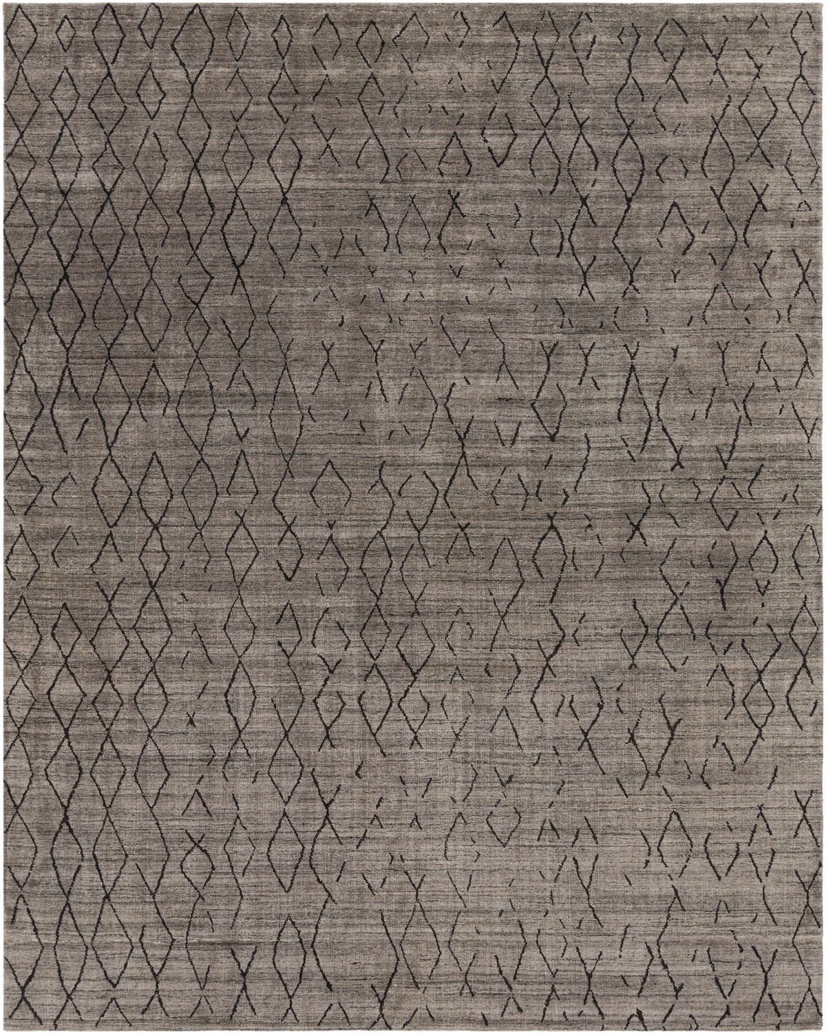 Gray Hand Loomed 75% Viscose, 25% Wool Global Rectangle Handmade rug, Indoor use only, no fringe, non-washable.
