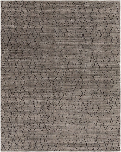 Gray Hand Loomed 75% Viscose, 25% Wool Global Rectangle Handmade rug, Indoor use only, no fringe, non-washable.