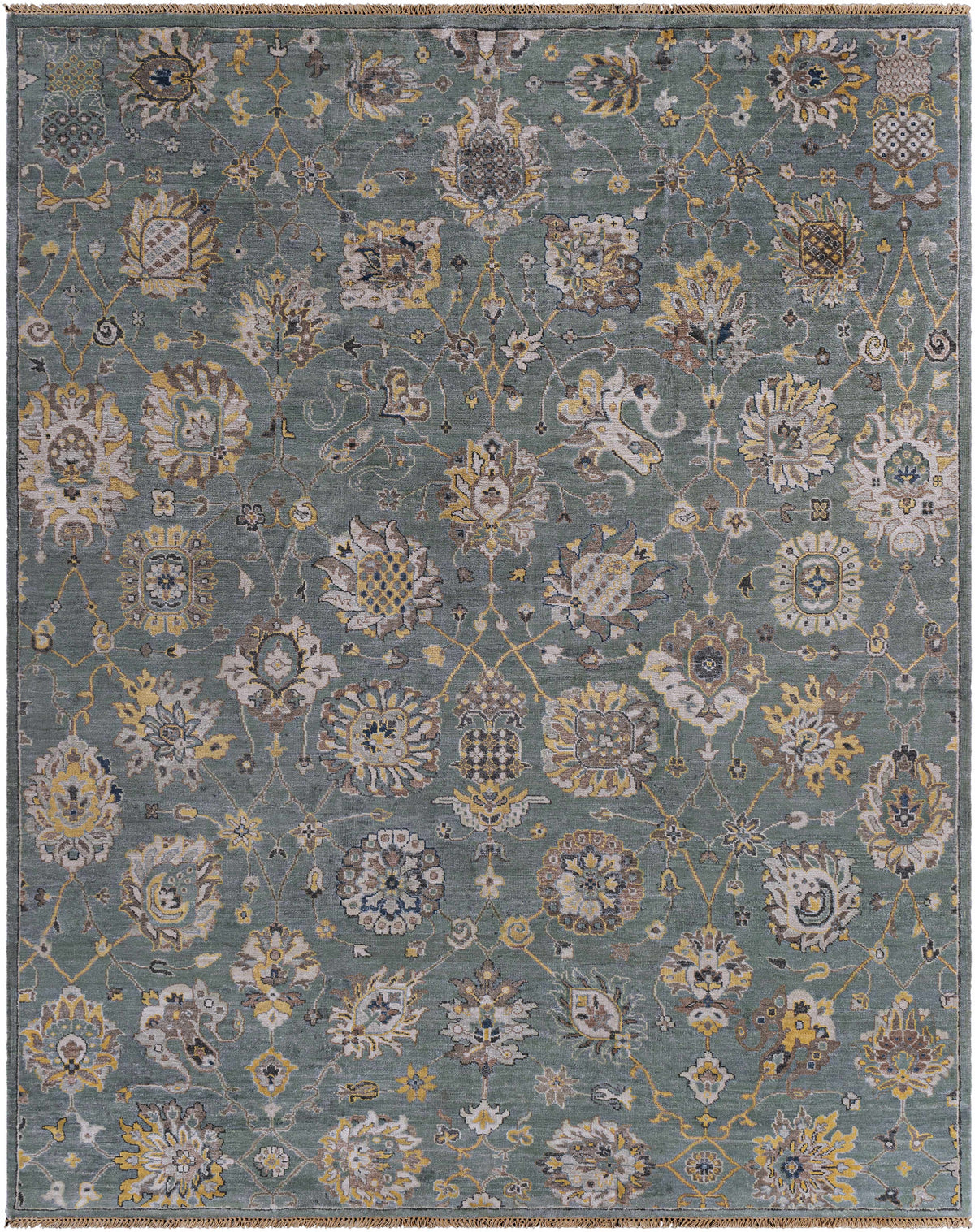 Wheat Hand Knotted 100% Viscose Traditional Rectangle Handmade rug, Indoor use only, has fringe, non-washable. runner also available
