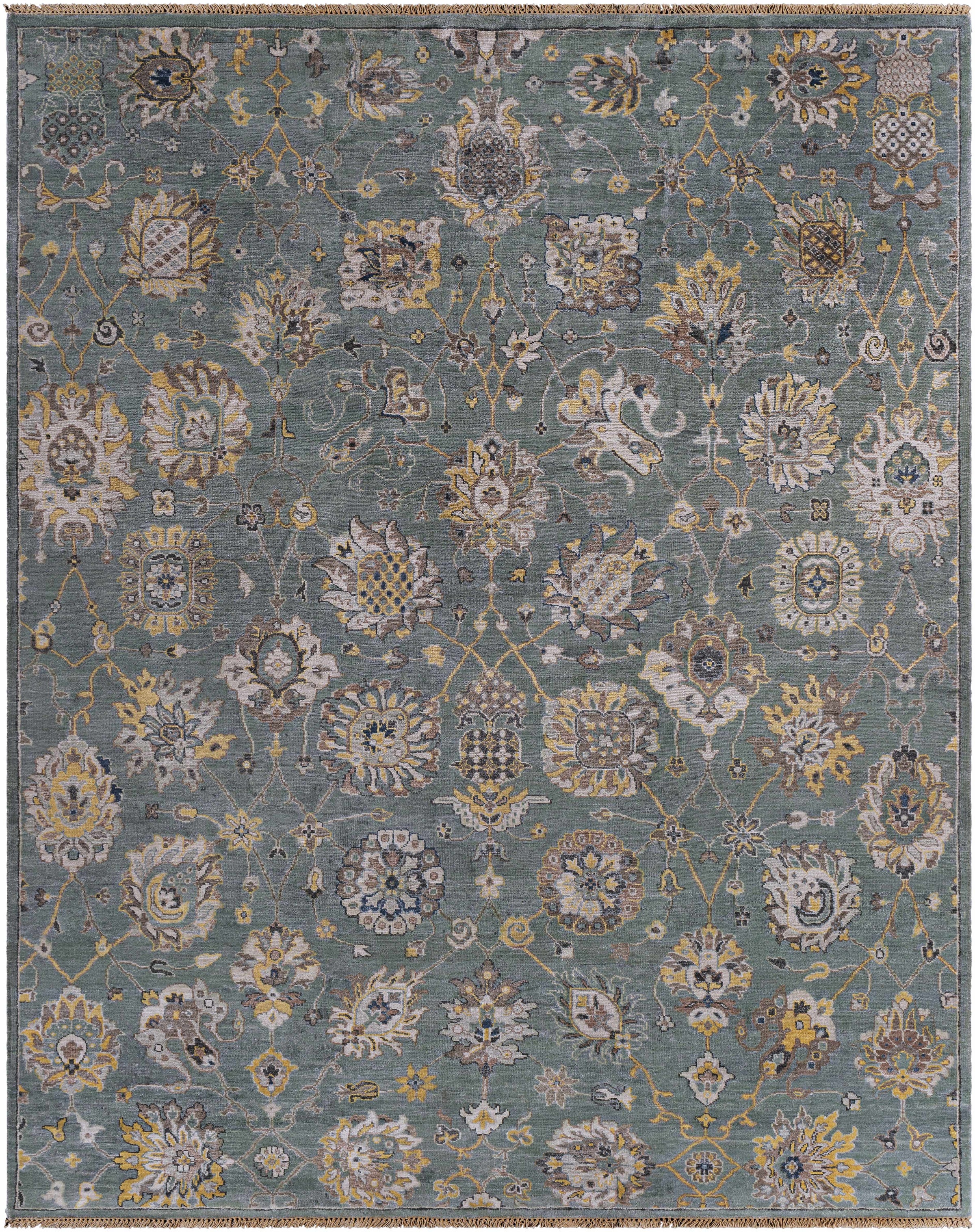 Wheat Hand Knotted 100% Viscose Traditional Rectangle Handmade rug, Indoor use only, has fringe, non-washable. runner also available