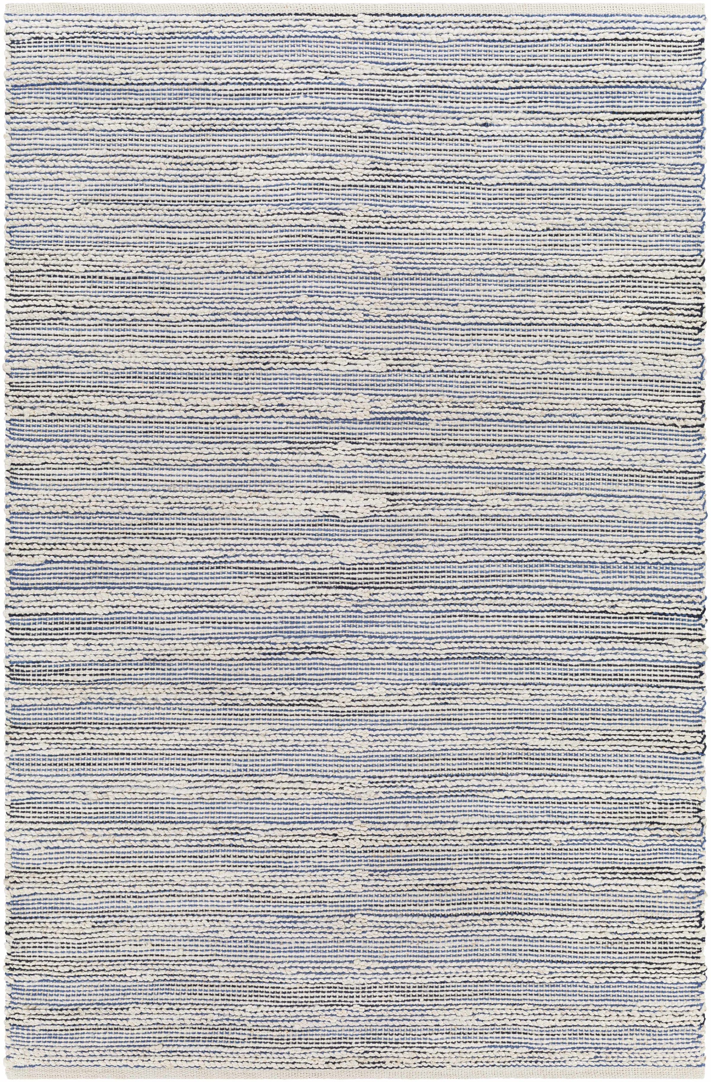Denim Hand Woven 70% Jute, 30% Cotton Cottage Rectangle Handmade rug, Indoor use only, no fringe, non-washable.