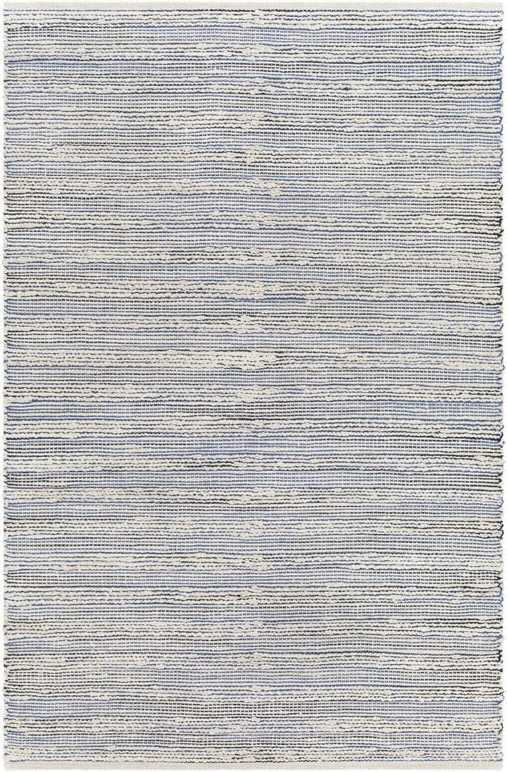 Denim Hand Woven 70% Jute, 30% Cotton Cottage Rectangle Handmade rug, Indoor use only, no fringe, non-washable.