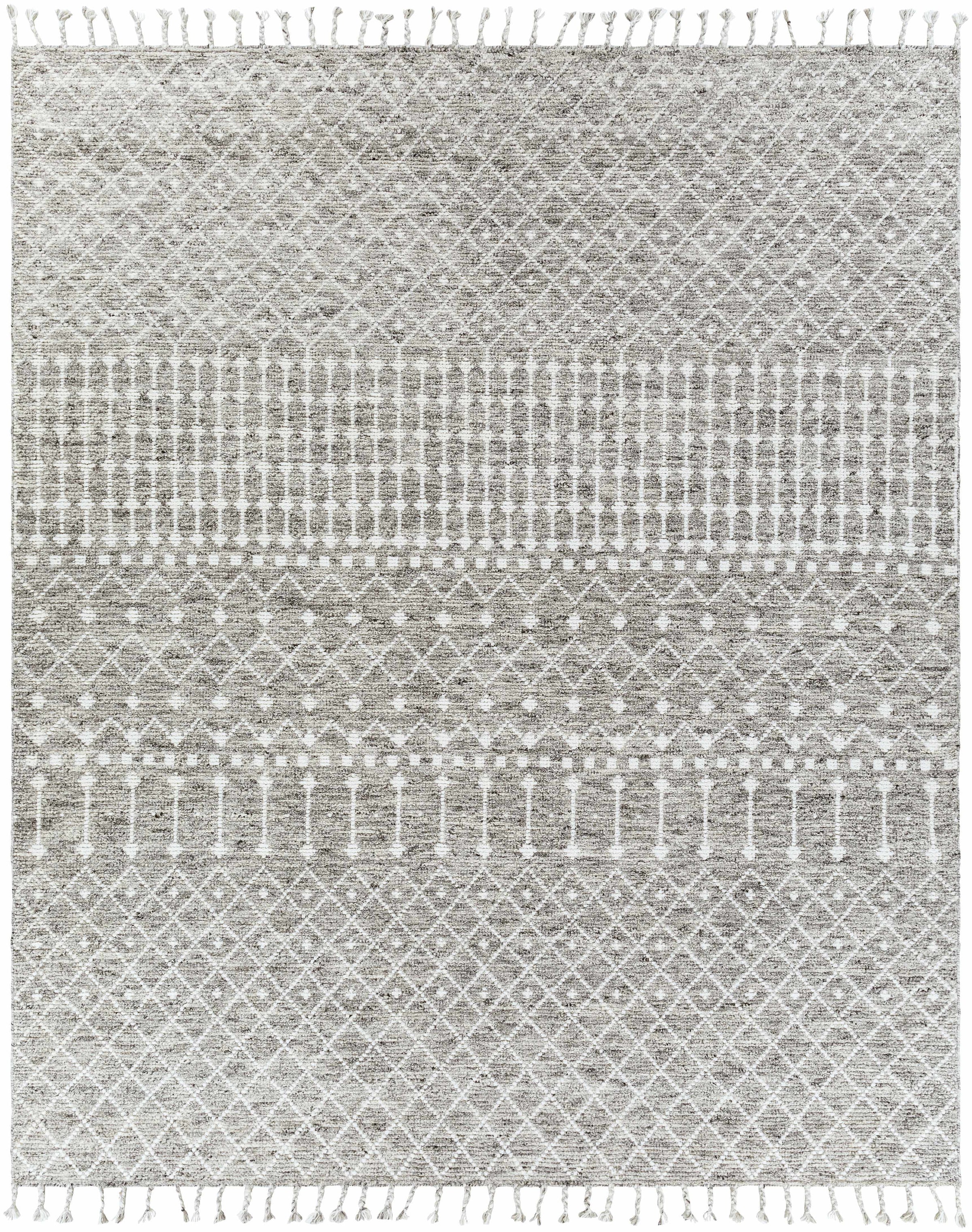 Beige Hand Woven 100% NZ Wool Global Rectangle Handmade rug, Indoor use only, has fringe, non-washable.
