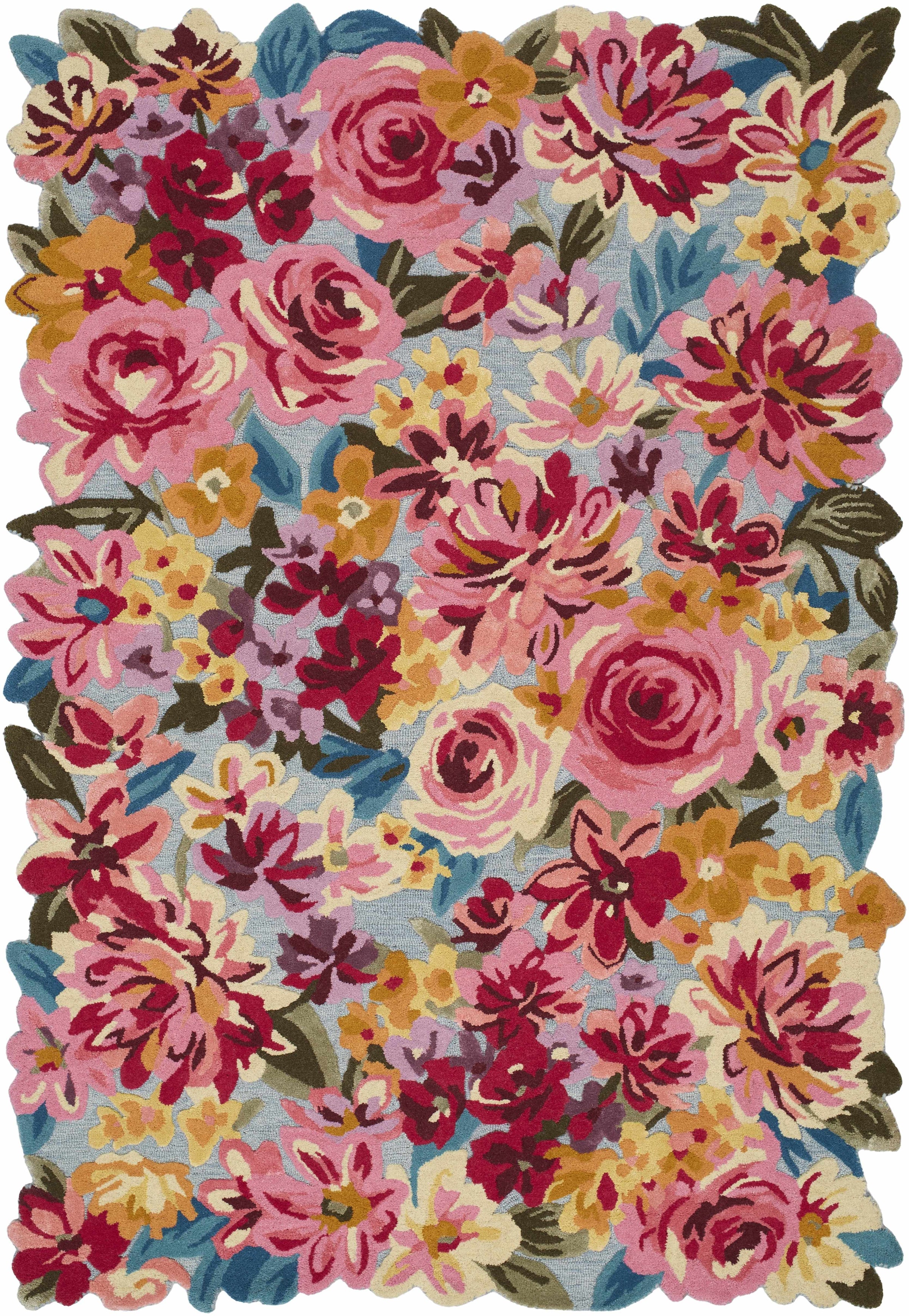 Rose Hand Tufted 60% Wool, 40% Viscose Cottage Rectangle Handmade rug, Indoor use only, no fringe, non-washable.
