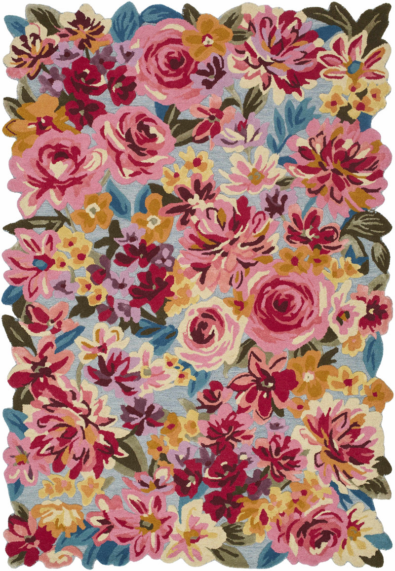 Rose Hand Tufted 60% Wool, 40% Viscose Cottage Rectangle Handmade rug, Indoor use only, no fringe, non-washable.