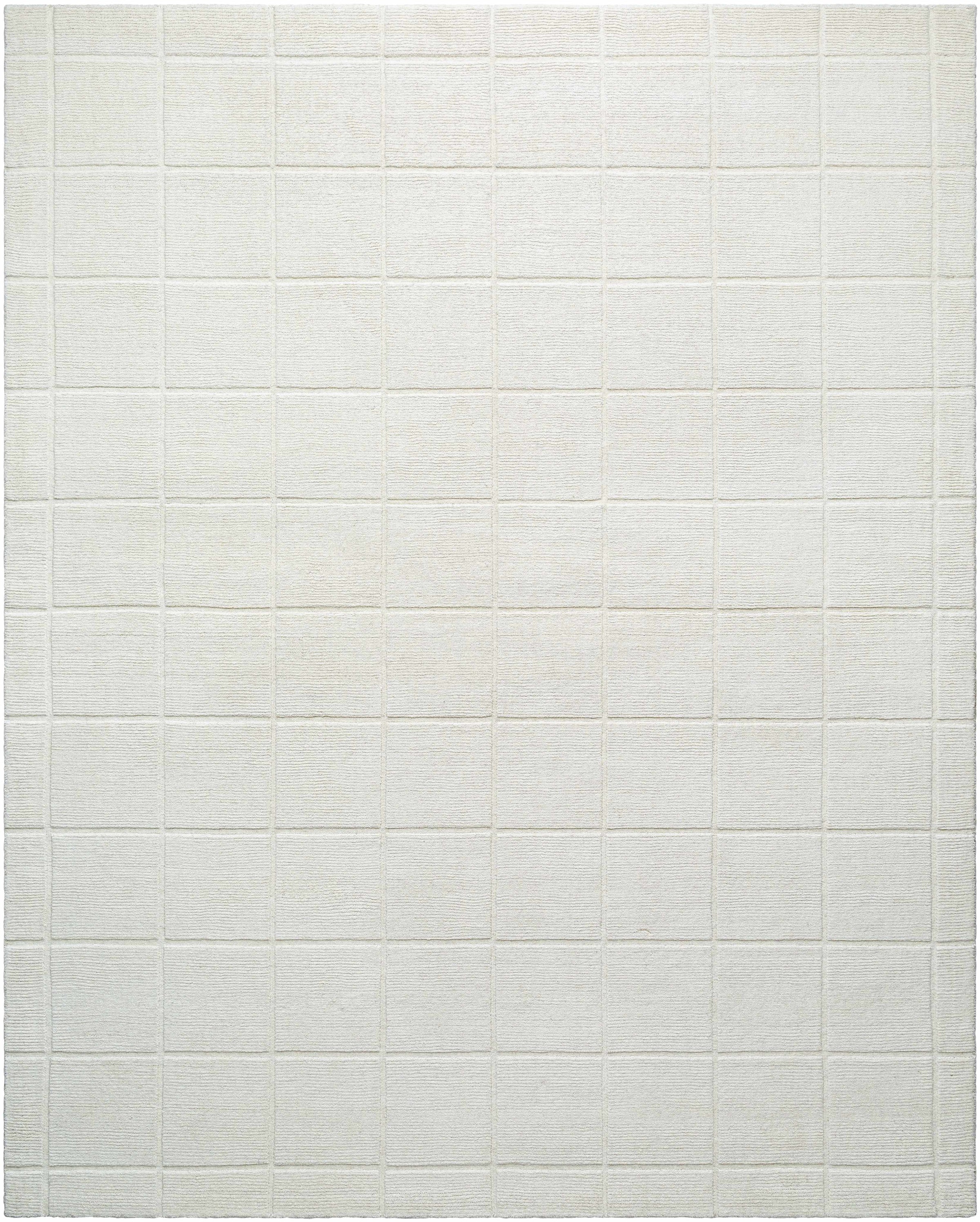 Ivory Hand Loomed 100% Wool Modern Rectangle Handmade rug, Indoor use only, no fringe, non-washable.