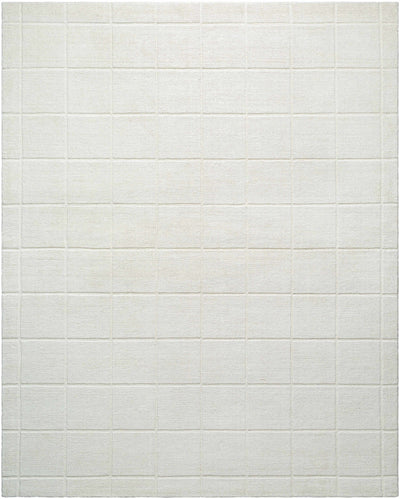Ivory Hand Loomed 100% Wool Modern Rectangle Handmade rug, Indoor use only, no fringe, non-washable.