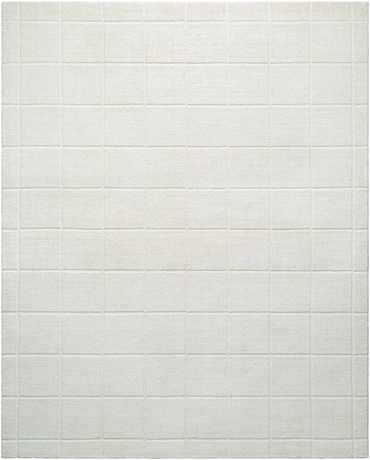Ivory Hand Loomed 100% Wool Modern Rectangle Handmade rug, Indoor use only, no fringe, non-washable.