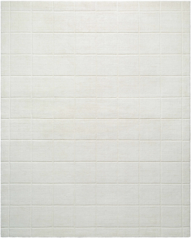 Ivory Hand Loomed 100% Wool Modern Rectangle Handmade rug, Indoor use only, no fringe, non-washable.