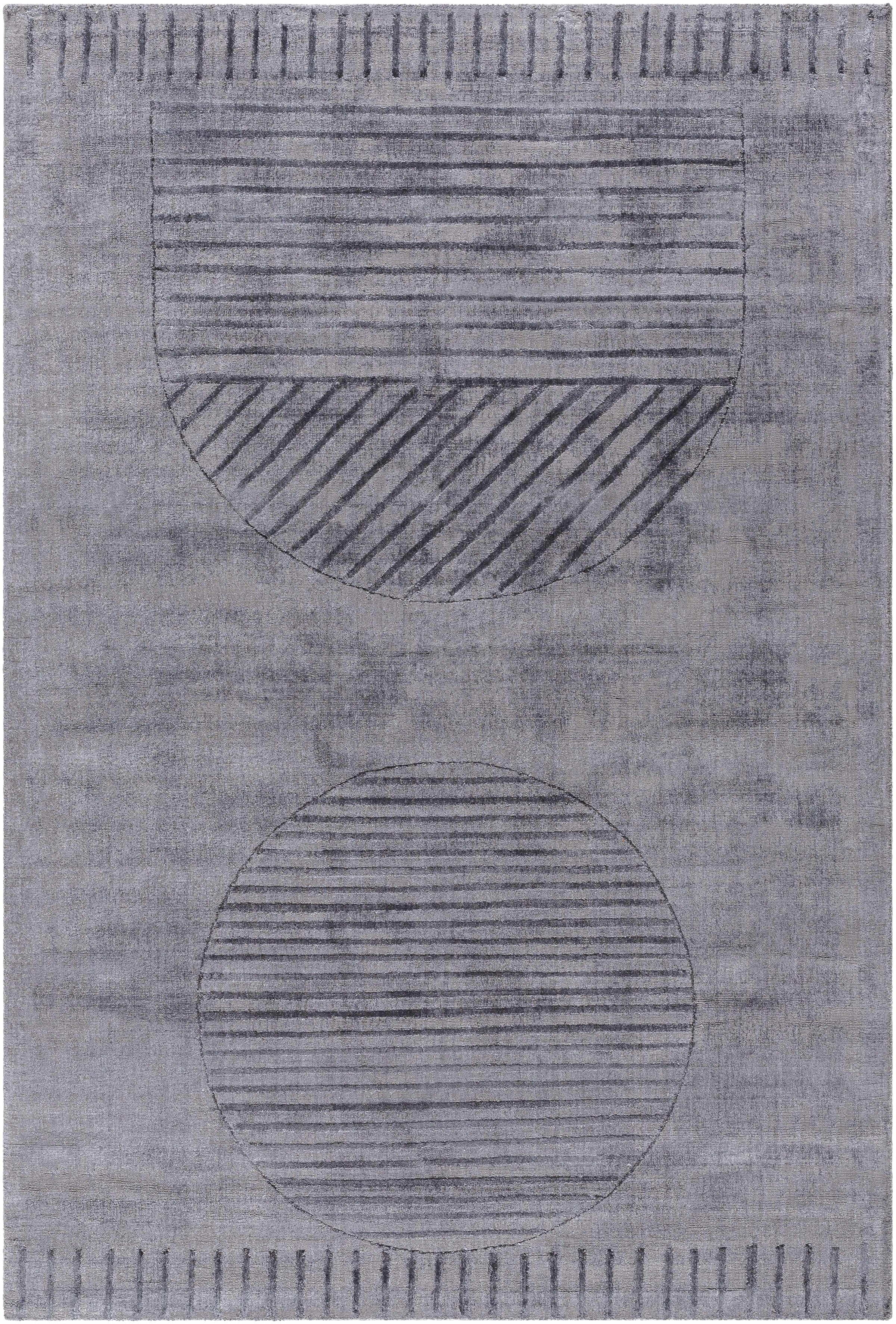 Slate Gray Hand Loomed 100% Viscose Modern Rectangle Handmade rug, Indoor use only, no fringe, non-washable.