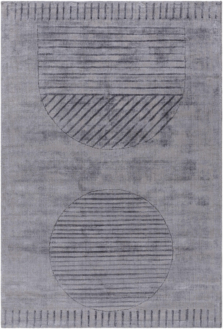 Slate Gray Hand Loomed 100% Viscose Modern Rectangle Handmade rug, Indoor use only, no fringe, non-washable.