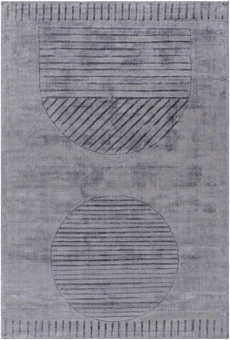 Slate Gray Hand Loomed 100% Viscose Modern Rectangle Handmade rug, Indoor use only, no fringe, non-washable.