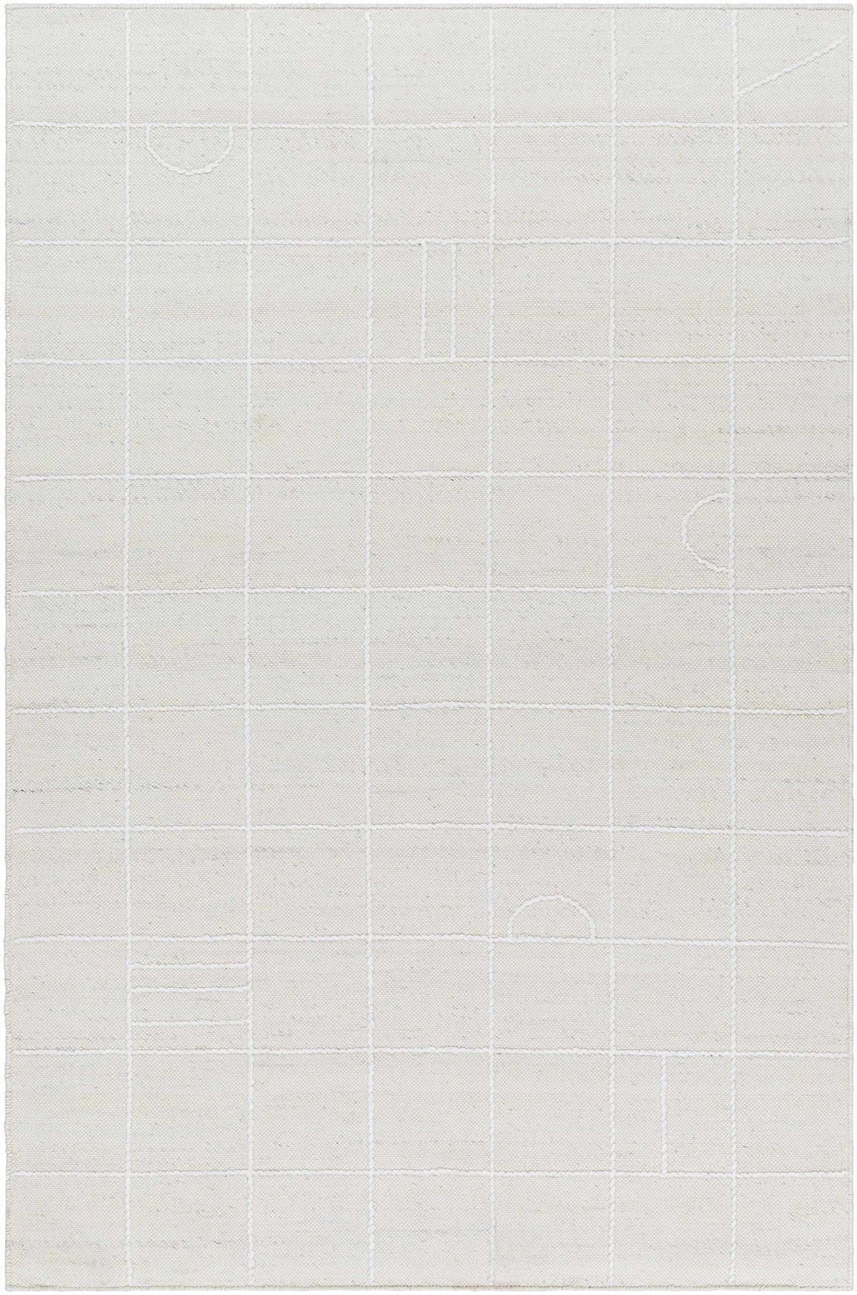 Cream Hand Woven 100% Wool Modern Rectangle Handmade rug, Indoor use only, no fringe, non-washable.
