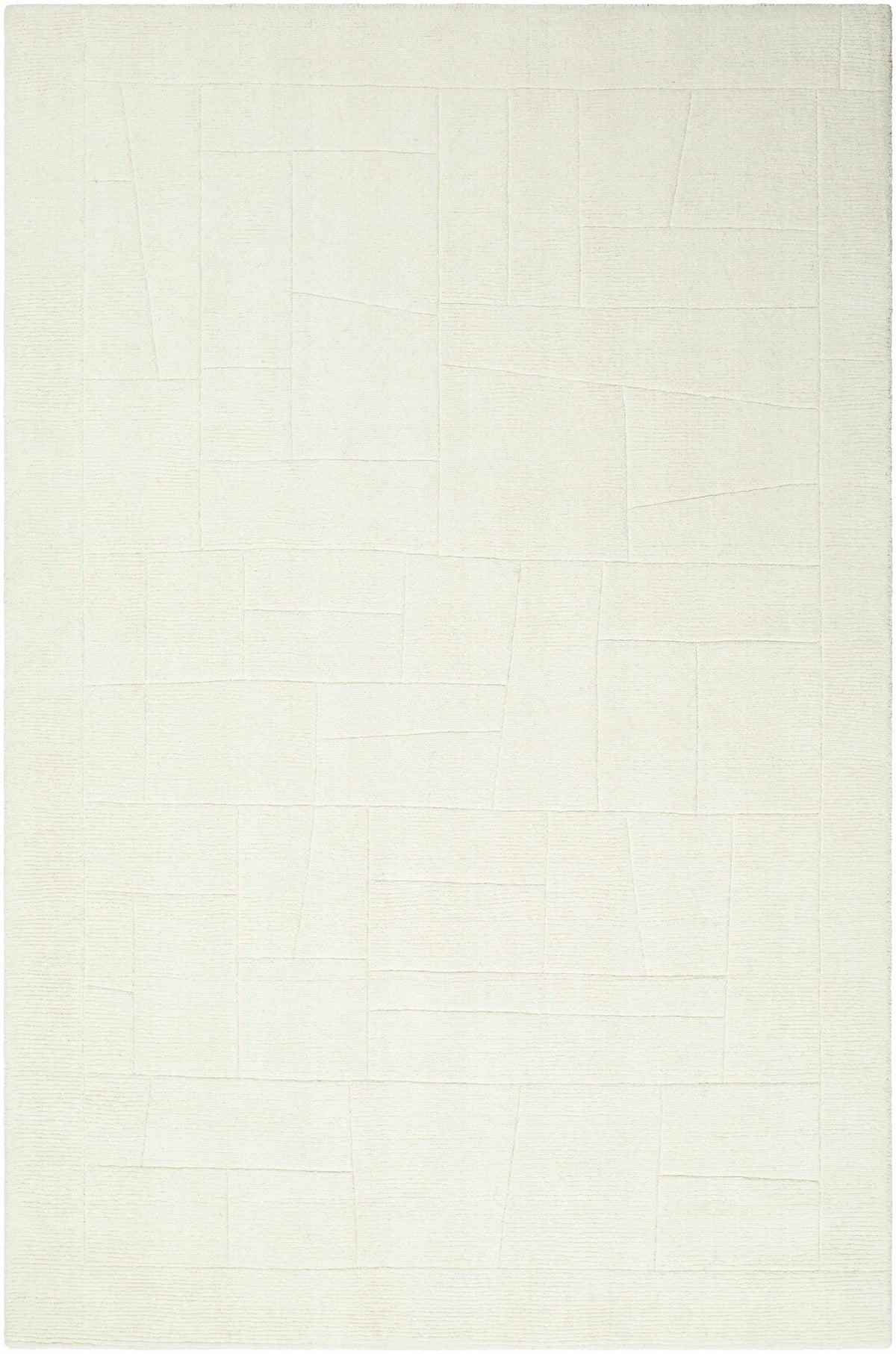 Ivory Hand Loomed 100% Wool Modern Rectangle Handmade rug, Indoor use only, no fringe, non-washable.