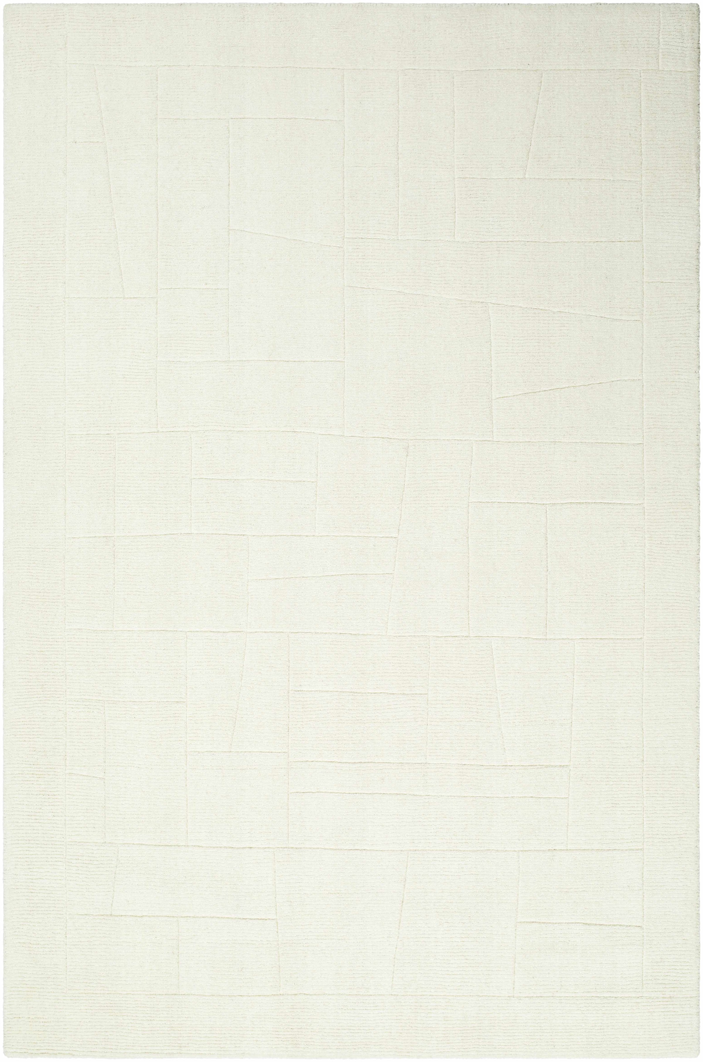 Ivory Hand Loomed 100% Wool Modern Rectangle Handmade rug, Indoor use only, no fringe, non-washable.