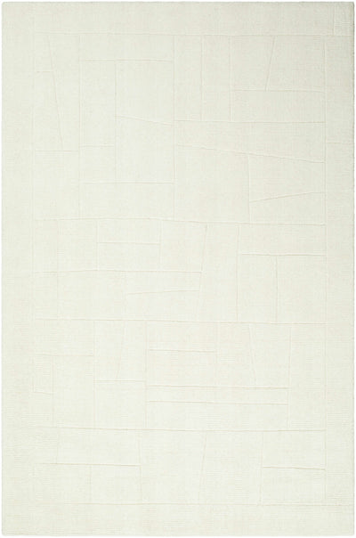 Ivory Hand Loomed 100% Wool Modern Rectangle Handmade rug, Indoor use only, no fringe, non-washable.