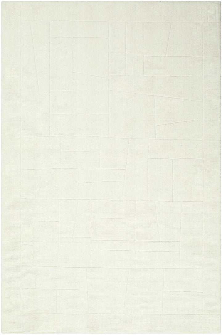 Ivory Hand Loomed 100% Wool Modern Rectangle Handmade rug, Indoor use only, no fringe, non-washable.