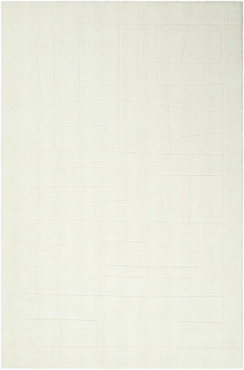 Ivory Hand Loomed 100% Wool Modern Rectangle Handmade rug, Indoor use only, no fringe, non-washable.