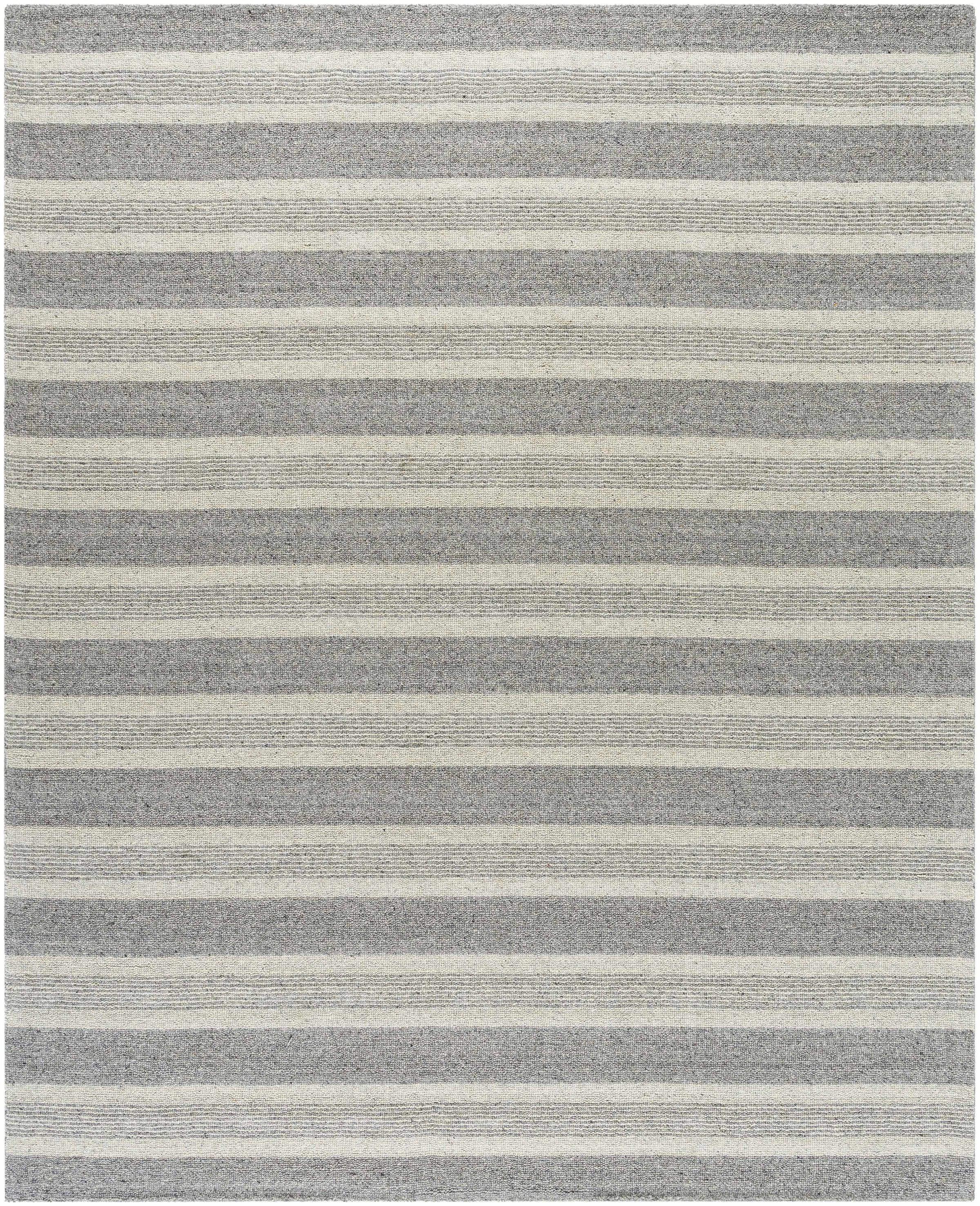 Charcoal Hand Loomed 100% Wool Cottage Rectangle Handmade rug, Indoor use only, no fringe, non-washable.