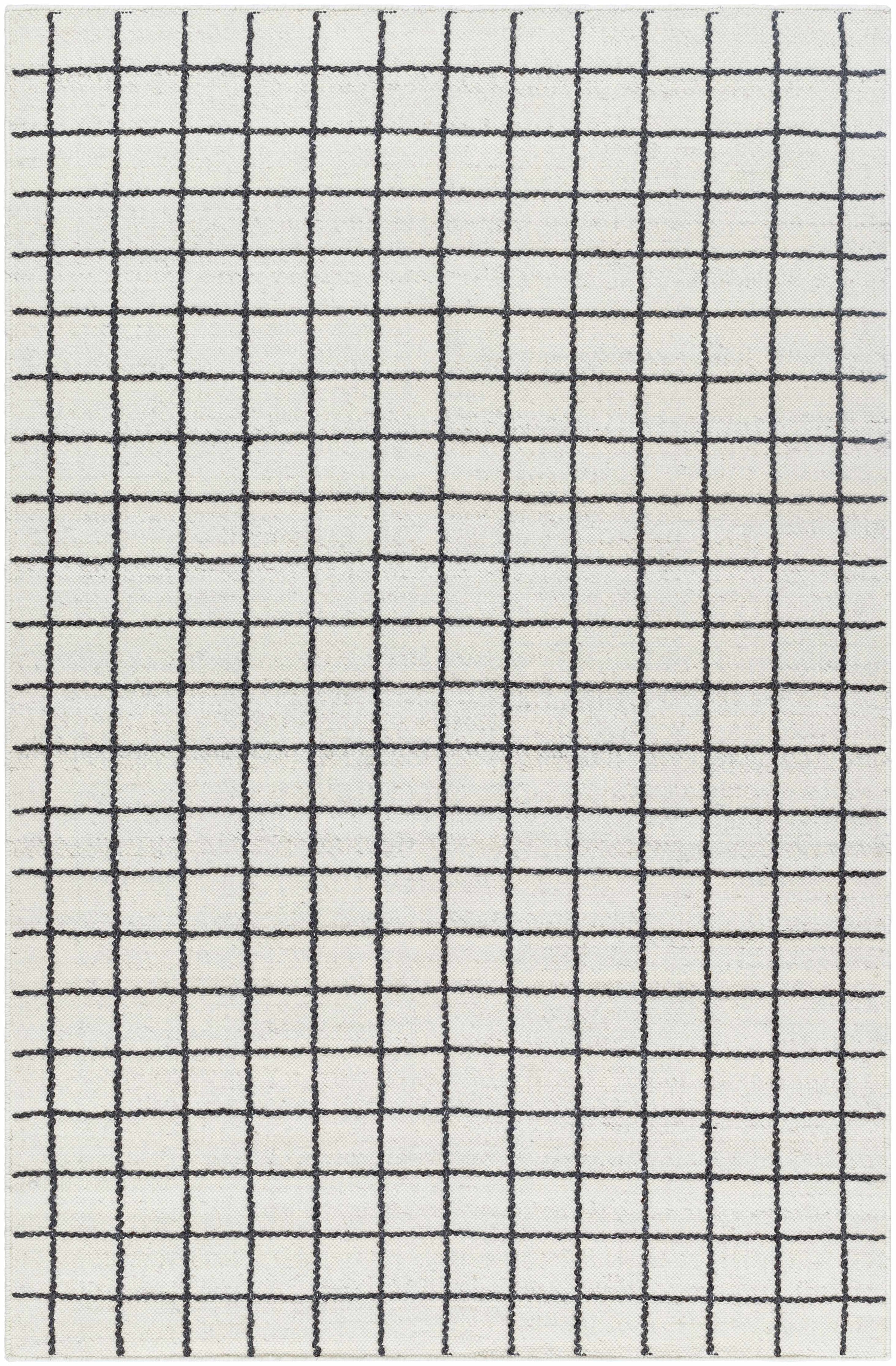 Ivory Hand Woven 100% Wool Cottage Rectangle Handmade rug, Indoor use only, no fringe, non-washable.