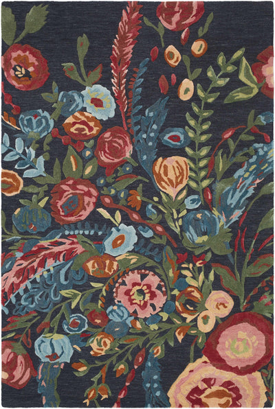 Midnight Blue Hand Tufted 60% Wool, 40% Viscose Cottage Rectangle Handmade rug, Indoor use only, no fringe, non-washable.