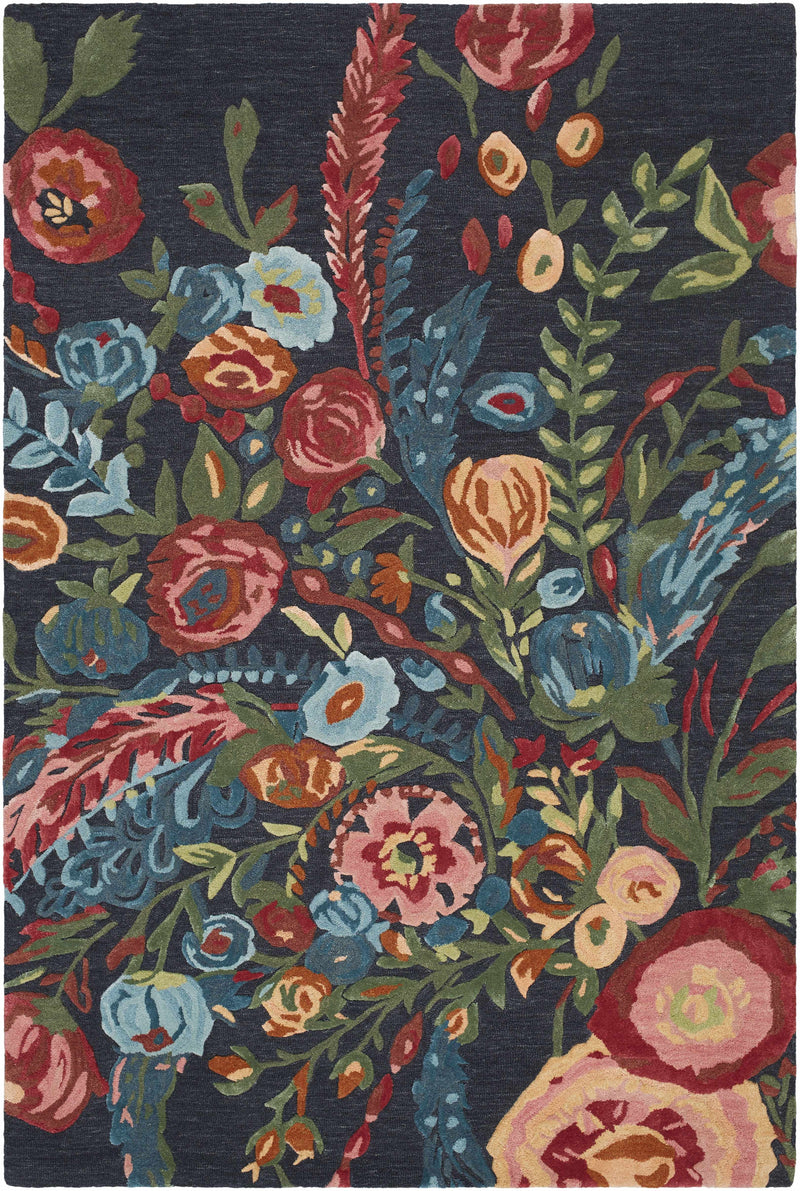 Midnight Blue Hand Tufted 60% Wool, 40% Viscose Cottage Rectangle Handmade rug, Indoor use only, no fringe, non-washable.