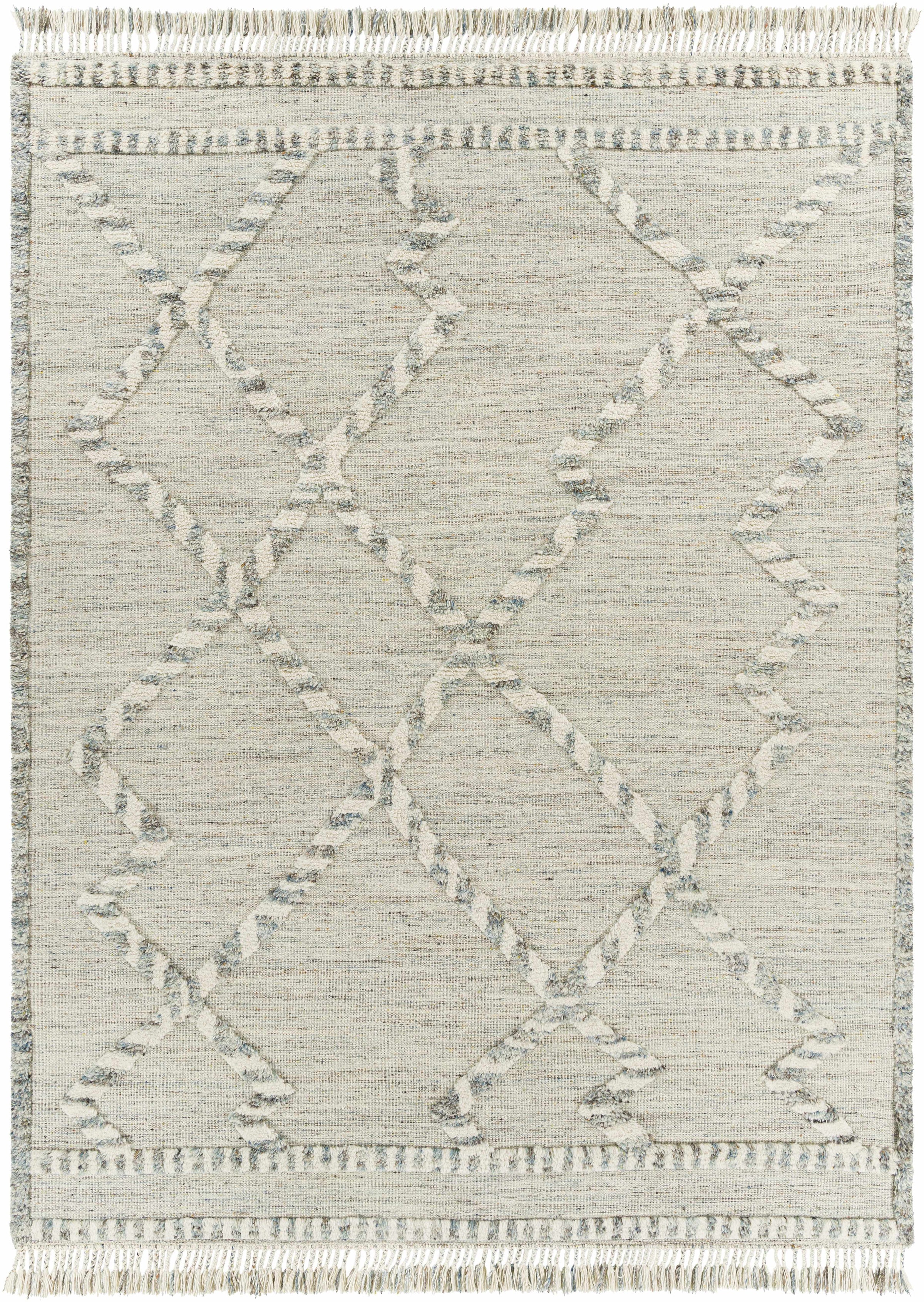 Medium Gray Hand Knotted 100% Wool Global Rectangle Handmade rug, Indoor use only, has fringe, non-washable. runner also available