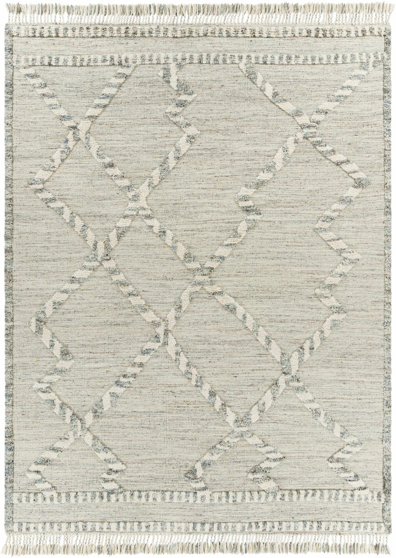 Medium Gray Hand Knotted 100% Wool Global Rectangle Handmade rug, Indoor use only, has fringe, non-washable. runner also available