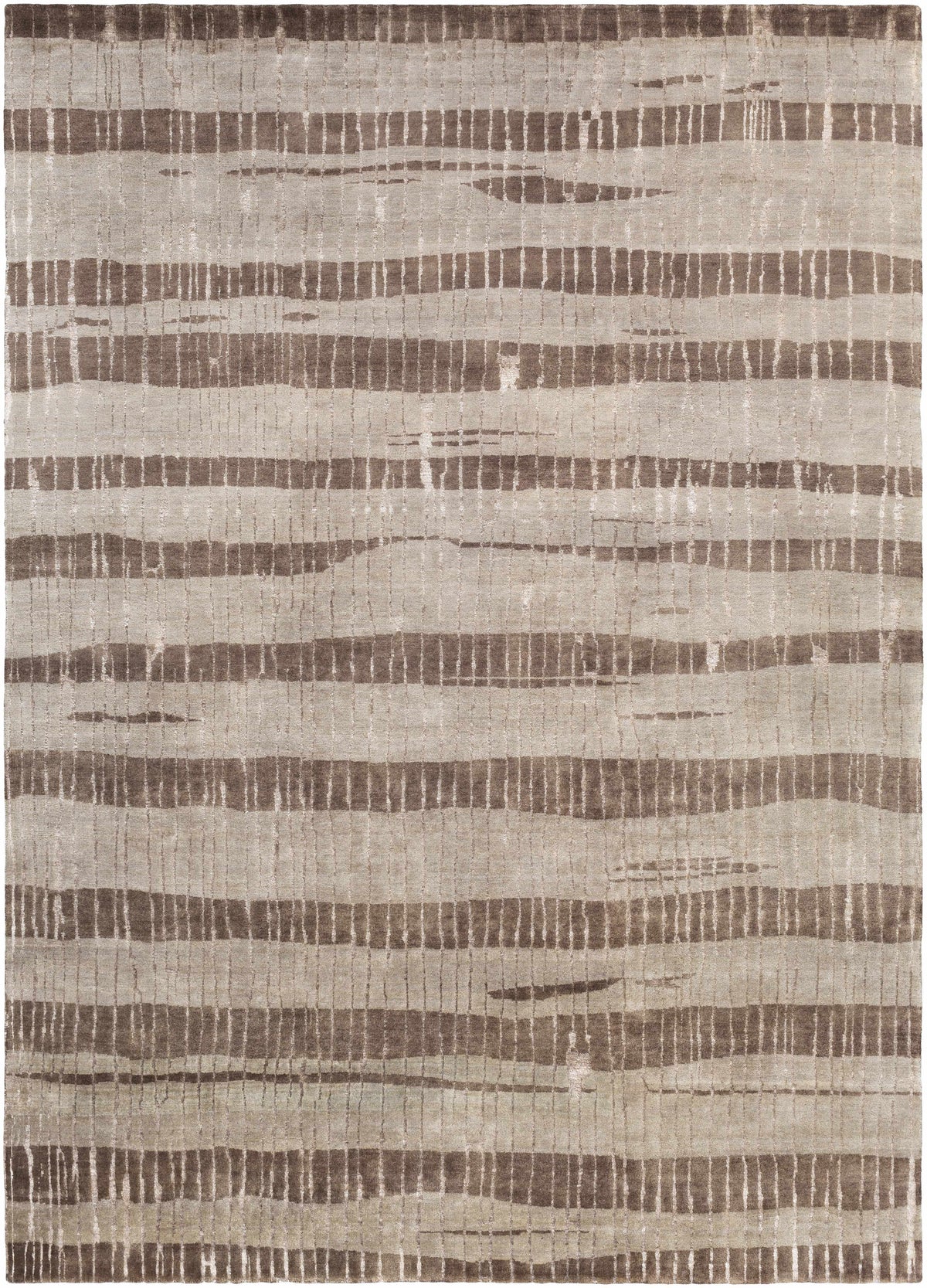 Dark Brown Hand Knotted 70% Wool, 30% Viscose Modern Rectangle Handmade rug, Indoor use only, no fringe, non-washable.
