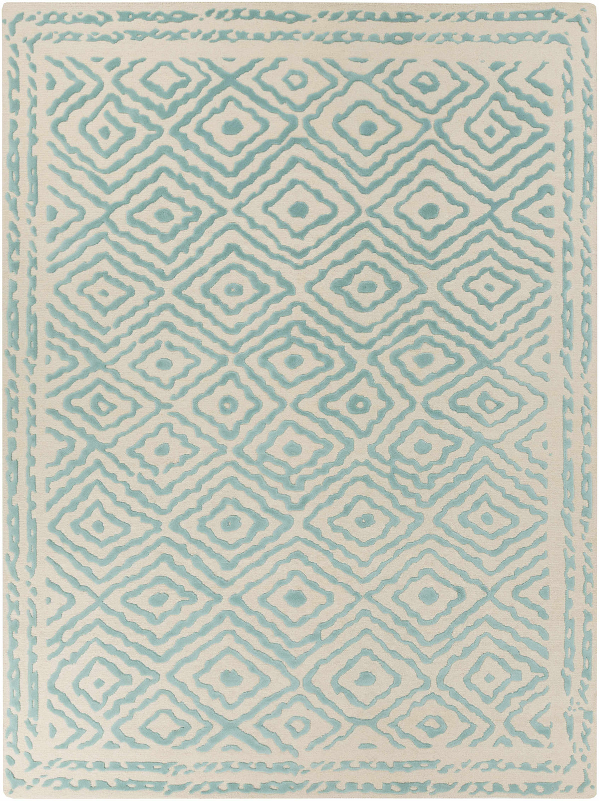Aqua Hand Knotted 100% Wool Traditional Rectangle Handmade rug, Indoor use only, no fringe, non-washable. runner also available