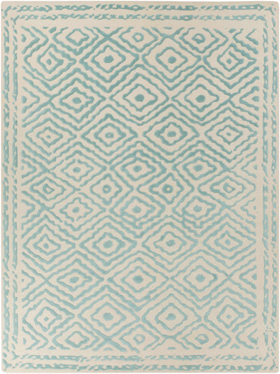 Aqua Hand Knotted 100% Wool Traditional Rectangle Handmade rug, Indoor use only, no fringe, non-washable. runner also available