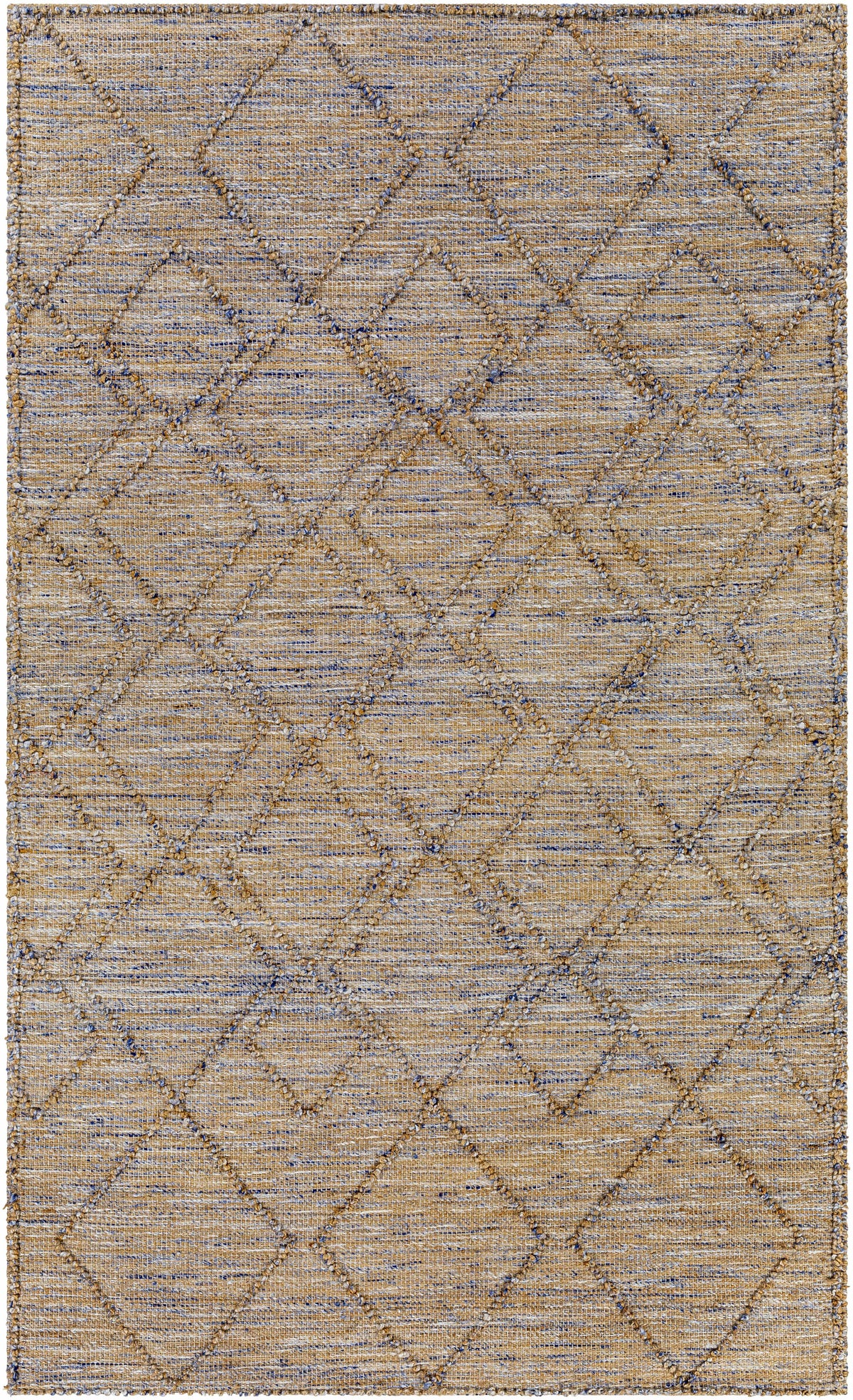 Tan Hand Woven 60% Jute, 40% Polyester Global Rectangle Handmade rug, Indoor use only, no fringe, non-washable.