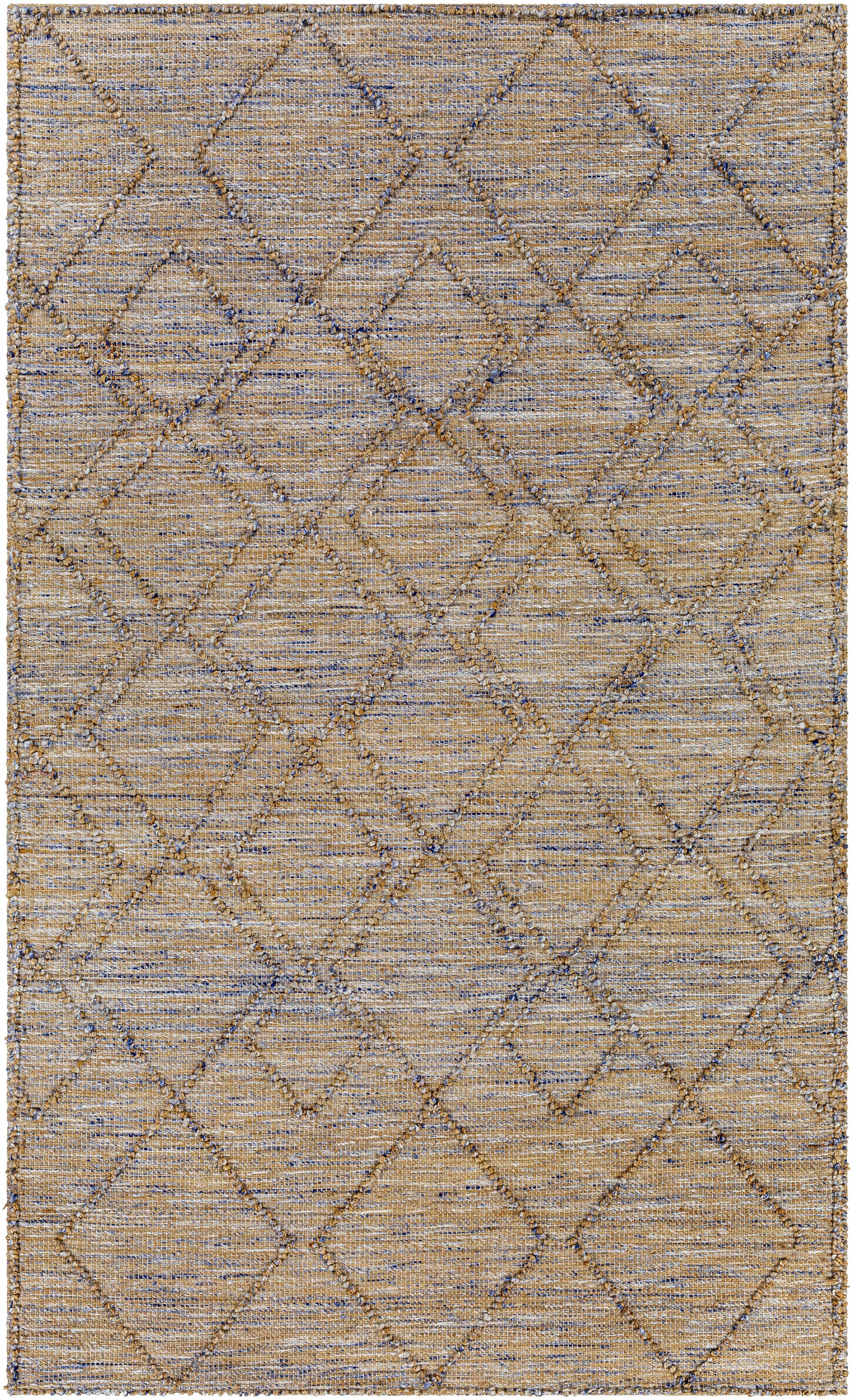 Tan Hand Woven 60% Jute, 40% Polyester Global Rectangle Handmade rug, Indoor use only, no fringe, non-washable.